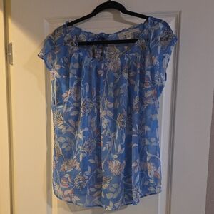 LC Lauren Conrad Blue Floral Blouse
